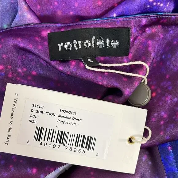 Retrofete Purple Solar Marlene Silk Cowl Neck Maxi Dress Size Small - Picture 7 of 8